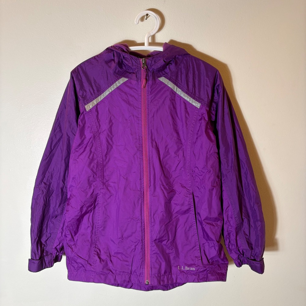 L.L. Bean Purple Hooded Lightweight Insulated‎ Rain Jacket Size 14/16